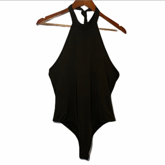Tops - High Neck Body Suit W/ Halter Top Tie